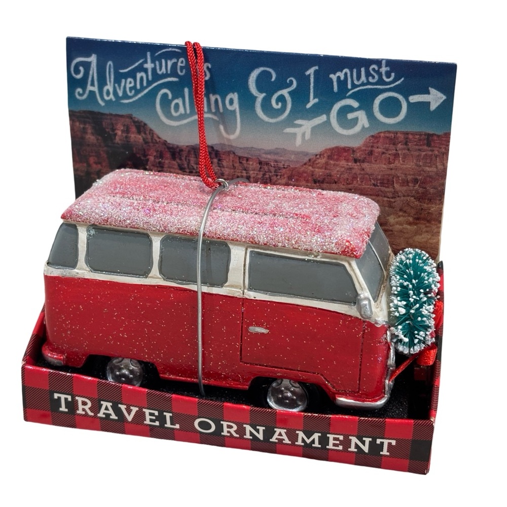 Red‎ Van Camper Life Holiday Travel Ornament